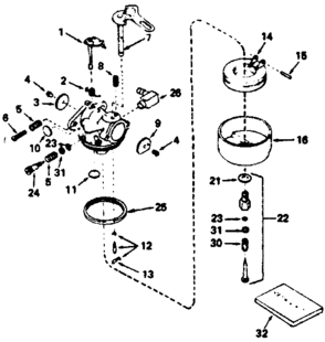 Carburetor No. 632107 Diagram and Parts List for 143794042  Craftsman Engine