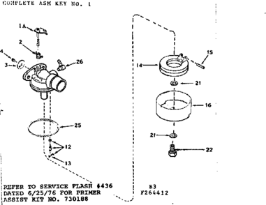 Carburetor Diagram and Parts List for 143264412  Craftsman Engine