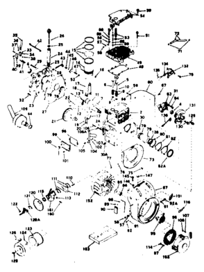 Basic Engine Diagram and Parts List for 143639012  Craftsman Engine