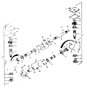 Right Angle Drive - Right And Left Hand Diagram and Parts List for 13196710  Craftsman Engine