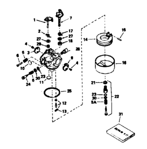 Carburetor No. 632241 Diagram and Parts List for 143356222  Craftsman Engine
