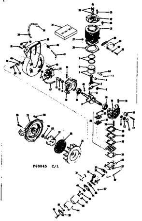 Crankcase Diagram and Parts List for 91760045  Craftsman Chainsaw