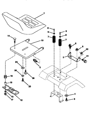 Seat Assembly Diagram and Parts List for 917256491  Craftsman Lawn Tractor