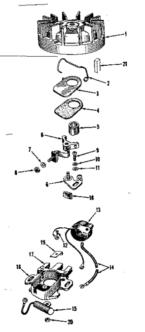 Magneto Diagram and Parts List for 14393000  Craftsman Engine
