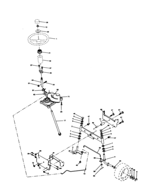 Steering Assembly Diagram and Parts List for 917277320  Craftsman Lawn Tractor