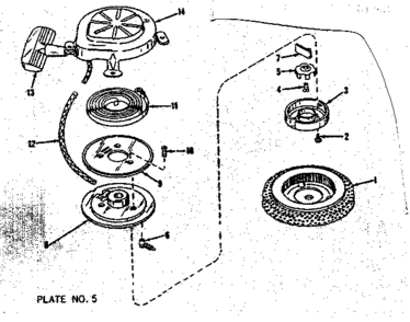 Rewind Starter No. 590358 Diagram and Parts List for 143122252  Craftsman Engine
