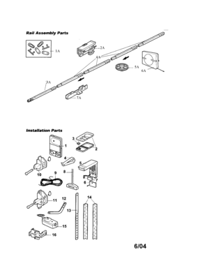Rail And Installation Parts Diagram and Parts List for 13953989  Craftsman Garage Door Opener