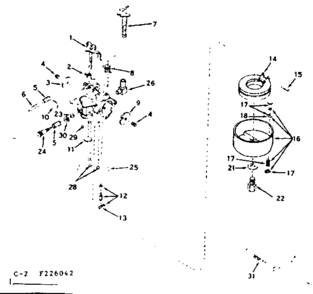 Carburetor Diagram and Parts List for 143226042  Craftsman Engine