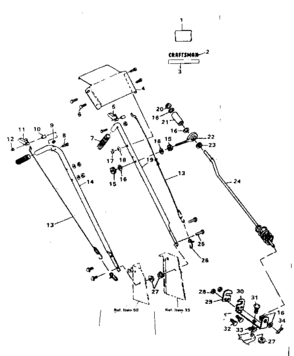 Handle Assembly Diagram and Parts List for 536884500  Craftsman Snow Blower