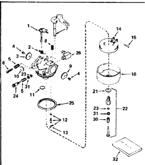 Carburetor No. 632107 Diagram and Parts List for 143754132  Craftsman Engine