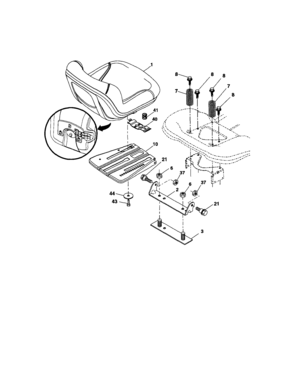 Seat Diagram and Parts List for 917280350  Craftsman Lawn Tractor