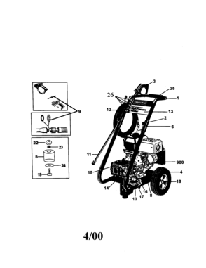 Main Frame Diagram and Parts List for 919769020  Craftsman Pressure Washer