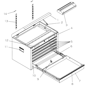 Tool Chest Diagram and Parts List for 706825360  Craftsman Tool Stand & Cart
