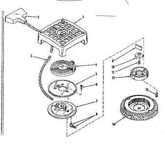 Rewind Starter No. 27860 Diagram and Parts List for 14390020  Craftsman Engine