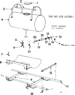 Tank & Skid Assembly Diagram and Parts List for 471462810  Craftsman Pressure Washer