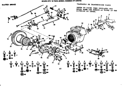 Clutch-brake Diagram and Parts List for 917253733  Craftsman Lawn Tractor