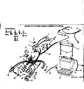 Electrical Diagram and Parts List for 917253726  Craftsman Lawn Tractor