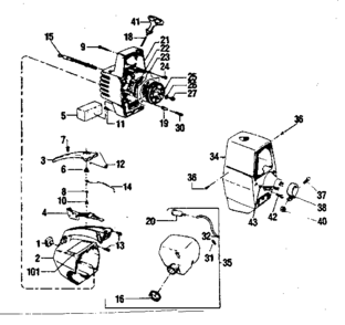 Fuel Tank Assembly Diagram and Parts List for 358798131  Craftsman Trimmer