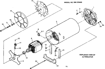Alternator Diagram and Parts List for 580320490  Craftsman Engine