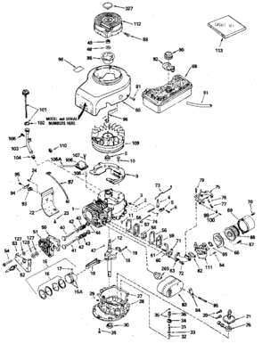 Replacement Parts Diagram and Parts List for 143416052  Craftsman Engine