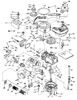 Replacement Parts Diagram and Parts List for 143385032  Craftsman Engine