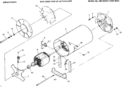 Stator Assembly Diagram and Parts List for 580320521  Craftsman Engine