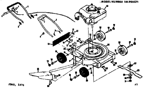 Replacement Parts Diagram and Parts List for 131902571  Craftsman Lawn Mower