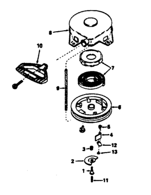 Rewind Starter Diagram and Parts List for 143764052  Craftsman Engine