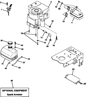 Engine Diagram and Parts List for 917258102  Craftsman Lawn Tractor