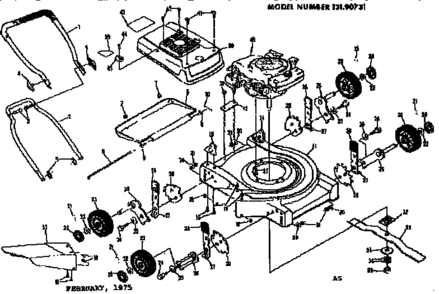 Replacement Parts Diagram and Parts List for 13190731  Craftsman Lawn Mower