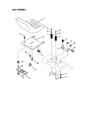 Seat Assembly Diagram and Parts List for 917270743  Craftsman Lawn Tractor