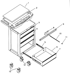 Cabinet Parts Diagram and Parts List for 706594900  Craftsman Tool Stand & Cart
