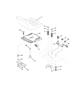 Seat Assembly Diagram and Parts List for 917272454  Craftsman Lawn Tractor