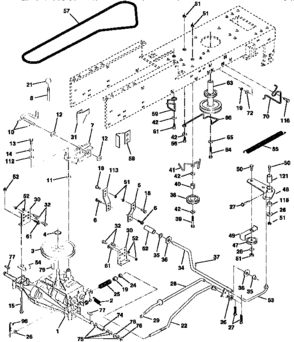 Drive Diagram and Parts List for 917259980  Craftsman Lawn Tractor