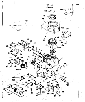 Basic Engine Diagram and Parts List for 143203012  Craftsman Engine