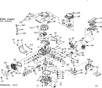 Replacement Parts Diagram and Parts List for 143266362  Craftsman Engine