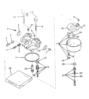 Carburetor No. 631226 Diagram and Parts List for 143579032  Craftsman Engine