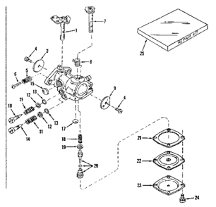 Carburetor Diagram and Parts List for 14313251  Craftsman Engine