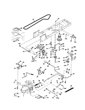 Drive Diagram and Parts List for 944601880  Craftsman Lawn Tractor