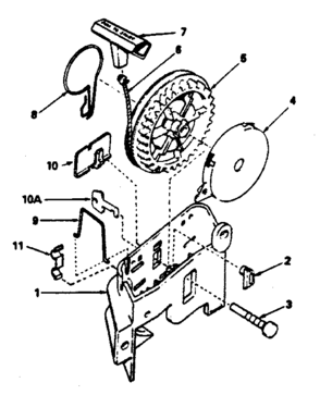 Rewind Starter Diagram and Parts List for 143364252  Craftsman Engine