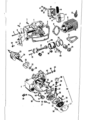 Crankcase Diagram and Parts List for 358352240  Craftsman Chainsaw