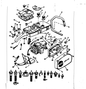 Main Frame Diagram and Parts List for 917352031  Craftsman Chainsaw