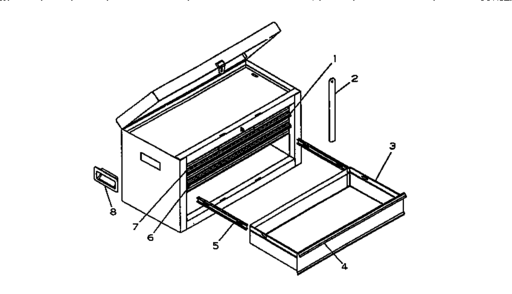 6 Drawer Chest Diagram and Parts List for 706658180  Craftsman Tool Stand & Cart