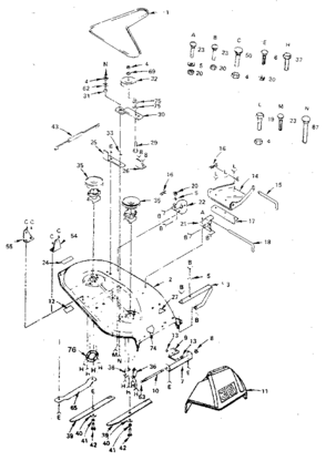 38" Mower Diagram and Parts List for 917254740  Craftsman Lawn Tractor