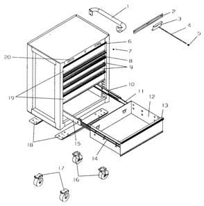 Part Location Diagram of A17017A6-EBE Craftsman Tool chest drawer