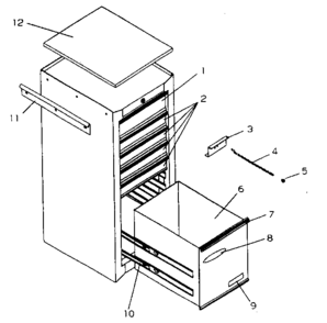 Cabinet Parts Diagram and Parts List for 706619562  Craftsman Tool Stand & Cart