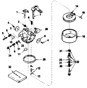 Carburetor No. 632113 Diagram and Parts List for 143794022  Craftsman Engine