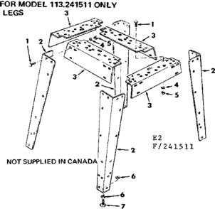 Legs Diagram and Parts List for 22237  Craftsman Table Saw