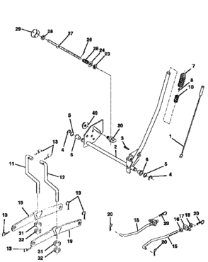 Mower Lift Diagram and Parts List for 917256661  Craftsman Lawn Tractor