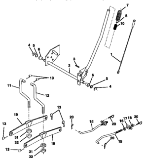 Mower Lift Diagram and Parts List for 917257592  Craftsman Lawn Tractor